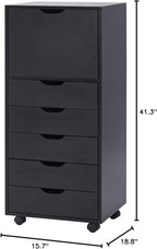 Naomi Home Carly 6-Drawer Craft & Office Storage Cabinet, – Mobile Filing Unit with Wheels, Spacious for Supplies & Documents, Under Desk Fit, 18.8" D x 15.7" W x 41.3" H