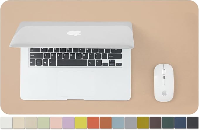 Leather Desk Mat - Small Non-Slip PU Desk Pad for Office and Home - Desk Organization and Accessories - Ideal for Large Mouse Pad and Small Desk Mats on Top of Desks (Apricot,23.6"x 13.8")