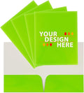 JAM PAPER Custom Printed Semi-Gloss Folders with Round Corner Pockets - Personalized Logo & Text - 10 pt C2S - Lime Green - 100/Pack