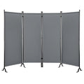 Proman Products - Galaxy 4 Panel Section Privacy Folding Screen Divider, Water Repellent Fabric Room Divider with Black Powder Coated Metal Frame for Indoors or Outdoors (Gray)