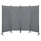 Proman Products - Galaxy 4 Panel Section Privacy Folding Screen Divider, Water Repellent Fabric Room Divider with Black Powder Coated Metal Frame for Indoors or Outdoors (Gray)