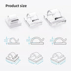 ITUGOU 100 PCS Cable Clips Cord Organizer (Small, Medium,Large),Wire Holder for Cable Management, Outdoor Light Clips Light Hooks for LED String,Car Dash Cam, Extension Cord (Clear)