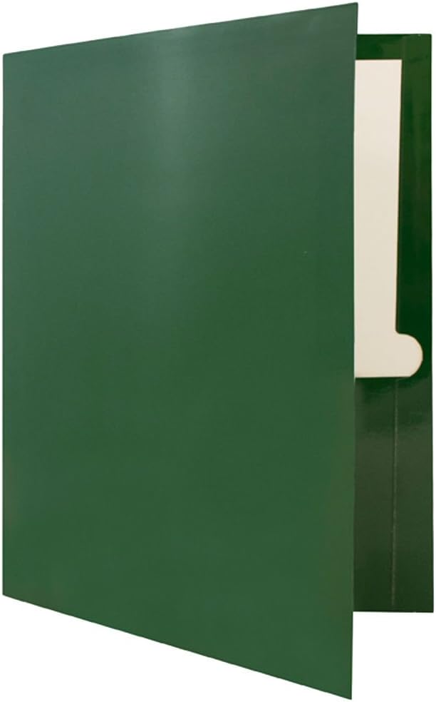 JAM PAPER Laminated Two Pocket Glossy School Folders - Letter Size - High Gloss Green - Bulk 100/Box