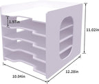 Natwind 5 Tiers Paper Organizer for Desk Desktop White File Holder Office Desk Organizer Mail Letter Tray & Paper Sorter Document Notebooks Storage Rack for Home Office School Classroom