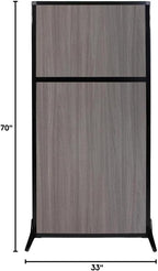 Versare Workstation Partition | Portable Wall Divider | Modern Office Cubicle | Free Standing Privacy Screen | Flexible Work Space | 33" x 70" Gray Elm Wood Grain Panels No Window