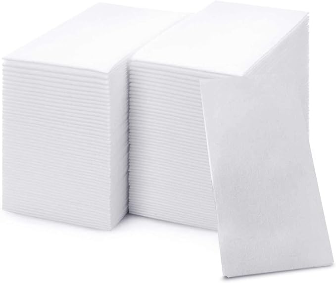 50 Paper Towels Cloth-Like Hand Tissue Paper Napkins, Disposable Hand Towels for Bathroom Guests, Disposable Face Towel for Guest, Washcloths or Dinner Napkin, Made in USA, White