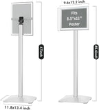 INNOVSIGN Heavy Duty Adjustable Pedestal Poster Sign Stand, 8.5x11 Aluminum Open Floor Standing Sign Holder for Vertical and Horizontal View Display (8.5x11,Silver)