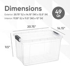 Superio Clear Storage Boxes with Lids, 49 Quart Plastic Container Bins for Organizing, Stackable Crates, BPA Free, Non Toxic, Odor Free, Organizers for Home, Office, School, and Dorm, 2 Pack