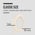 Lichamp Masking Tape 1 inch, 20 Pack General Purpose Beige White Masking Tape, 1 inch x 55 Yards x 20 Rolls (1100 Total Yards)
