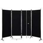 Proman Products - Galaxy 4 Panel Section Privacy Folding Screen Divider, Water Repellent Fabric Room Divider with Black Powder Coated Metal Frame for Indoors or Outdoors (Black)