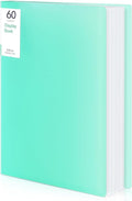 Phyxin Portfolio Binder, 60-Pocket Portfolio Folder 8.5" x 11", Displaying 120 Page Binder with Plastic Sleeves, Plastic Folders for Women & Men, Students, Teachers, Green
