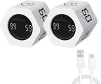 Productivity Timer Flip Gravity Sensor Cube Timer Countdown & Countup,Mute & Vibrate & Sound，5/10/30/60min & Custom Timing, Perfect for ADHD,Work,Learning,Kitchen Cooking (2, White Hexagon)