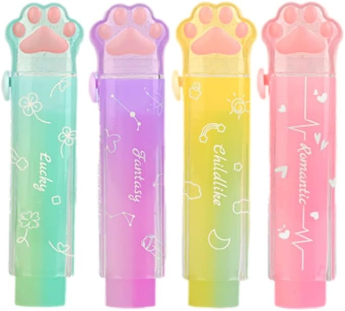 PANDENNER Retractable Pencil Eraser, Cute Erasers,Gradient Jelly Eraser,Suitable for School Home Office Supplies, 4Pcs (Eraser-ZHFL)