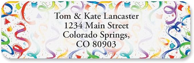 Colorful Images Birthday Surprise Rolled Personalized Return Address Mailing Labels with Dispenser, Customize with Name & Shipping Address, 125 ¾” x 2½” Self Adhesive, Easy Peel Label Roll