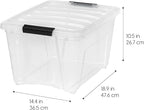 IRIS USA 32 Qt Stackable Plastic Storage Bins with Lids, 4 Pack - BPA-Free, Made in USA - See-Through Organizing Solution, Latches, Durable Nestable Containers, Secure Pull Handle - Clear