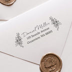 Custom Floral Address Stamp | Choose from 12 Designs | Multiple Ink Color Options | Envelope Return Address Stamp for Couple or Family (Design 9, Extra Large)
