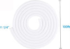 QCSIW 1/4" x100ft Split Sleeve Wire Loom Tubing - Cat-Proof Cord Protector for USB, Power, Audio/Video Cables | Chew-Resistant Sleeving, Easy Install, White