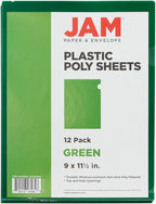 JAM PAPER Plastic Sleeves - Letter Size - 9 x 11 1/2 - Green Project Pockets - 12 Page Protectors/Pack