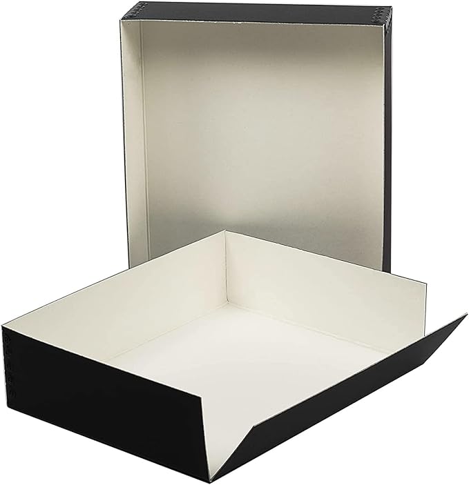 Lineco, 8x10 Museum Archival Storage Box, Drop Front Design with Metal Edge, Acid-Free, Preserveor for Photos, Documents, Crafts, DIY, Black