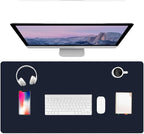 PU Leather Desk Pad Protector Gaming Mouse Pad Non Slip Desk Mat for Keyboard and Mouse Waterproof Desk Writing Pad for Office and Home Desk Accessories(Dark Blue, 35.4 * 17.7)