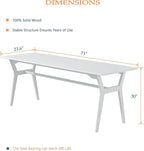 OSCHF Solid Wood Study Desk - 71" Double Long Computer Table for Home Office, 2-Person PC Workstation, White