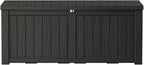 Yardgrace Extra-Large 150 Gallon Outdoor Chest Storage Waterproof - Outside Storage Box & Bench, Resin Deck Chest for Patio/Pool, Lockable UV-Resistant, Onyx Black