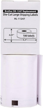 HOUSELABELS Compatible with DK-1247 Replacement Roll for Brother QL Label Printers; 180 Large Shipping Labels; 4.07" x 6.4" (103mm*163mm) - 16 Rolls