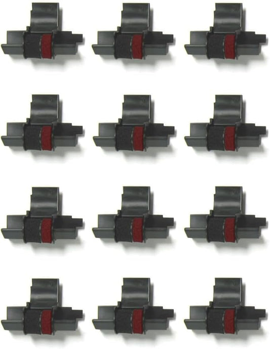 (12 Pack) COMPUMATIC Compatible/Replacement Calculator Ink Roller, Black/Red IR-40T, for Casio HR-300RC HR-200RC HR-170RC HR-150RC HR-100RC HR-100TM HR-150TM and More