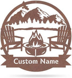 RealSteel Personalized Campfire Monogram Sign – Custom Metal Wall Art for Home, Cabin, or Campsite – Ideal Gift for Weddings, Anniversaries, Housewarmings
