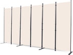CHOSENM Room Divider, 6 Panel Folding Privacy Screens with Wider Support Feet, 6 Ft Portable Room Partition for Room Separator, 132" W X 71" H, Beige