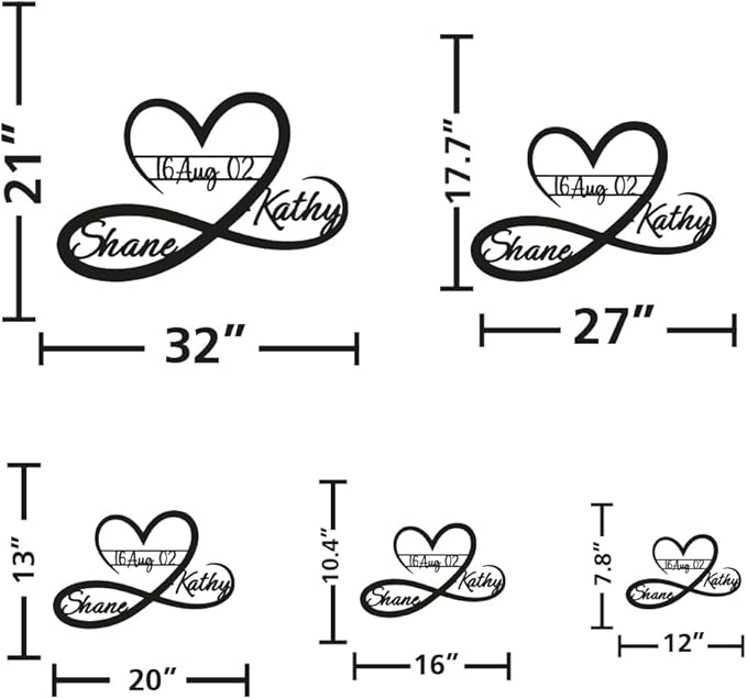 Personalized Valentines Metal Wall Sign, Custom Infinity Heart Love Couple Name Sign, Valentine's Wedding Gifts for Couples, Metal Engagement Sign, Home Decoration, Gift for Anniversary