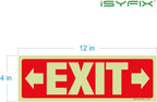 iSYFIX Exit Stickers Signs with Directional Right & Left Arrow 12 Pack 12x4 Inch - Glow in the Dark Photoluminescent Vinyl for Office, School, Business, Warehouse - UV & Weather Resistant for Indoor/Outdoor Use