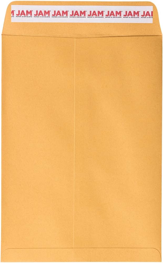JAM PAPER 7 1/2 x 10 1/2 Open End Catalog Envelopes with Peel and Seal Closure - Brown Kraft Manila - 50/Pack