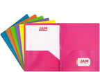 JAM PAPER Plastic 2 Pocket POP Folders - Durable School Folders with Metal Prongs Fastener Clasps - Assorted Fashion Colors - Bulk 96 Folders/Box (16 Assorted Packs of 6)