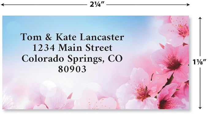 Colorful Images Peach Blossom Floral Return Address Mailing Labels, Personalize with Name & Address, Set of 144 Self Adhesive, Easy Peel Flat Label Sheets, Large, 1 Designs