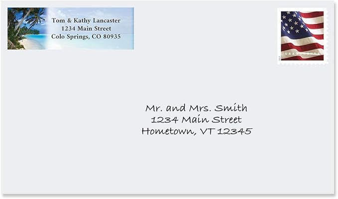 Colorful Images Tropical Paradise Rolled Personalized Return Address Mailing Labels with Dispenser, Customize with Name & Shipping Address, 250 ¾” x 2½” Self Adhesive, Easy Peel Label Roll