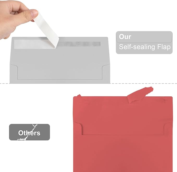 50 Packs 5x7 Dark Gray Envelope, Gray Envelopes 5x7, Dark Gray Invitation Envelope, Envelopes Self Seal for Weddings, Invitations, Photos, Greeting Cards, Mailing (Light grey)