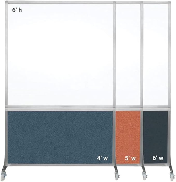 DivideWrite Mobile Whiteboard | Double Sided Dry Erase Board | Portable Office Cubicle Partition | Display for Classrooms, Conference Rooms, Meeting Areas and More | Latte Fabric 6' Wide X 6' Tall