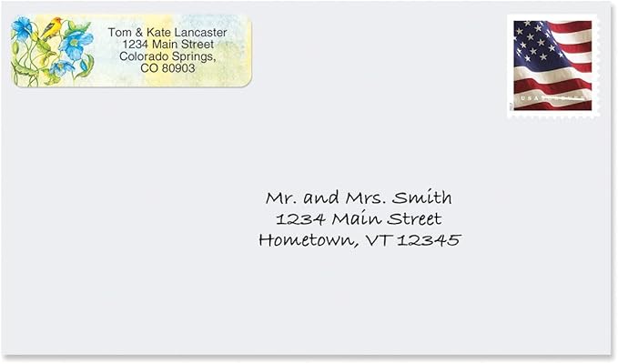 Everyday Birds Rolled Personalized Return Address Mailing Labels with Dispenser, Set of 250, Small ¾ x 2½ Inch Size, Custom Self-Adhesive Sticker Roll, by Colorful Images