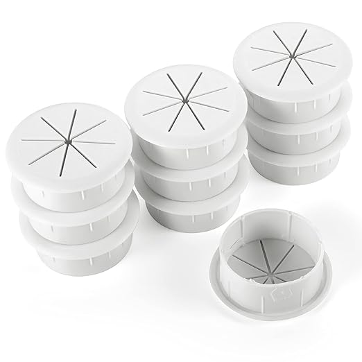 HYCC 10 Pack 2 Inch Flexible Desk Grommet,Organize Wires and Cables on Office Equipment, Computer Components, Entertainment Systems Effectively - Color: White