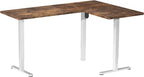 VIVO Electric Corner 63 x 55 inch L-Shaped Standing Desk, Memory Height Adjustment, Rustic Vintage Brown Top White Frame, DESK-E3CTWN