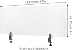 Desk Divider, Acrylic Desk Privacy Panels, Privacy Desk Screen, Frosted Acrylic Partitions with C-Type Clamps Acrylic Table Top Sneeze Guard for Offices Schools (47x18x2 in)