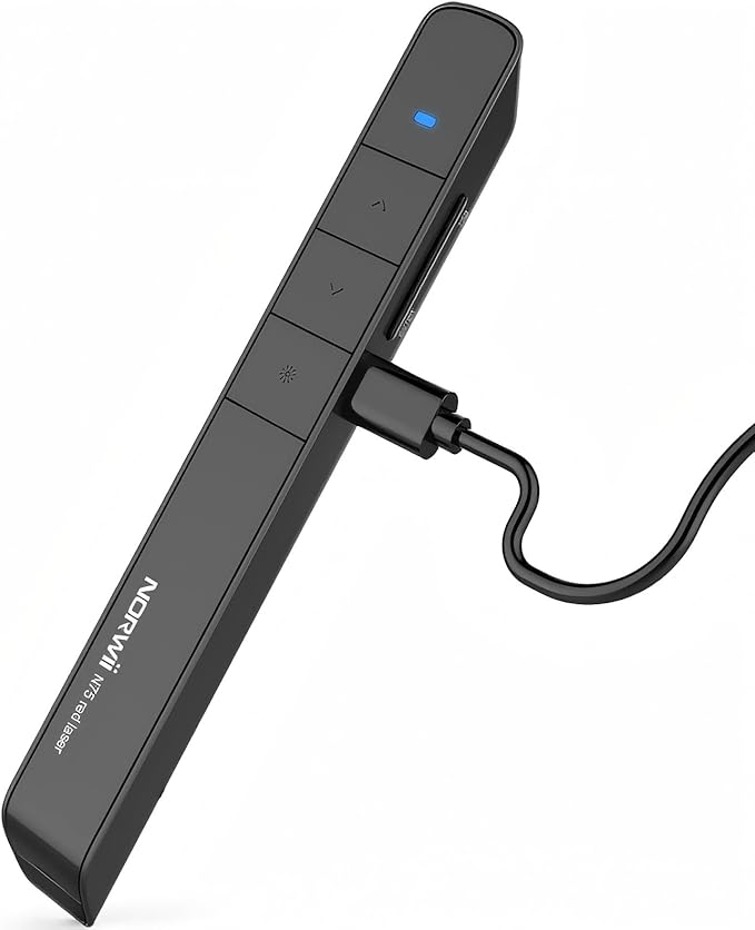 Norwii N75 Rechargeable Presentation Clicker with Green Light Pointer for presentations, PowerPoint Clicker for Presentation Remote, Long Range Wireless Presenter (Green Light)