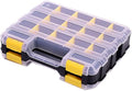 Hardware Organizer Box 34 Compartments Small Parts Organizer with Removable Dividers Durable Plastic Double Side Tools Box Screw Organizer For Nuts, Bolts, Screws, Nails, Small Hardware (Yellow)