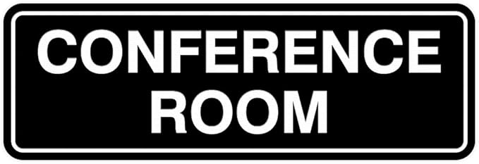 Standard Conference Room Sign - Black - Large 2 Pack