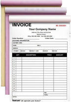 Custom Carbonless Sales Invoice Form Books for Small Business, Personalized NCR 3-Part Receipt Book with Carbon Copies, Cover Add Company Name, Address and Number Printed