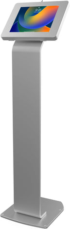 Premium Kiosk Floor Stand – CTA Locking Support Base Kiosk for iPad 11 (A16) - Pro 11-inch M4 - Air 11-inch M3- iPad 10th Gen - Galaxy Tab & More Tablets - Silver - (PAD-PARAFS)