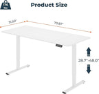 FitStand Standing Desk, Large 71x31 Inches Height Adjustable Stand Up Desk with Cable Management, Home Office Computer Desk with Memory Preset with Charging USB Port & Sedentary Reminder