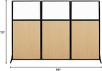 Versare Workstation Partition | Portable Wall Divider | Modern Office Cubicle | Free Standing Privacy Screen | Flexible Work Space | 99" x 70" Natural Maple Wood Grain Panels with Clear Window