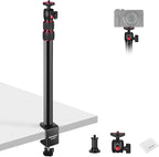 NEEWER Camera Desk Mount, Overhead Desktop Light Stand Microphone Boom Arm with Ball Head C Clamp Cleaning Cloth for DSLR Webcam Phone Holder Ring Light Mic Streaming Video Recording, Red TL283